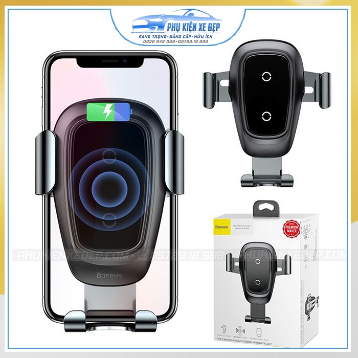 Giá đỡ điện thoại kẹp cửa gió [FREESHIP] Baseus B0A kiêm sạc không dây trên ô tô | Hàng chính hãng bảo hành 01 năm