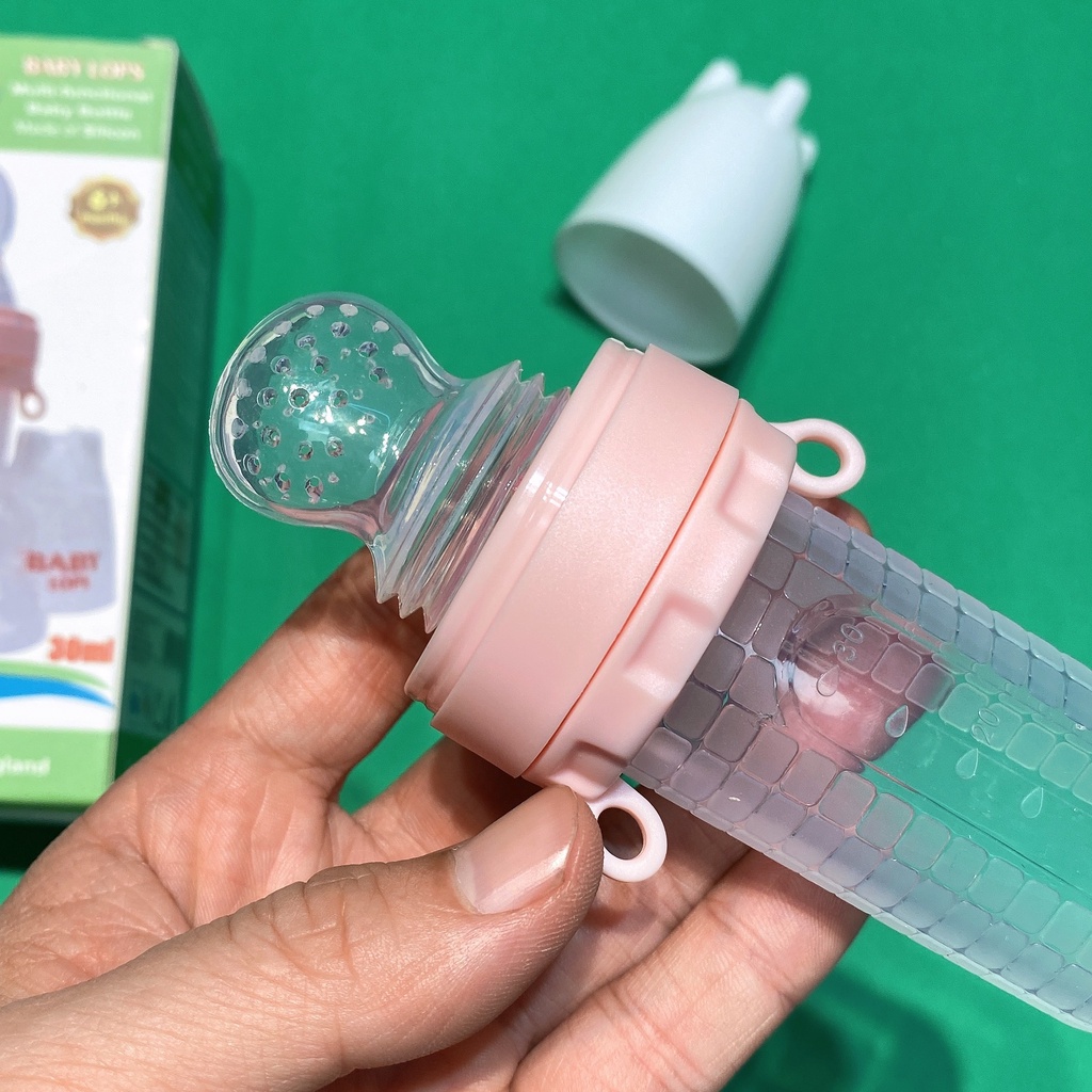 Bình thìa ăn dặm silicon cho bé 2 trong 1 Baby Lops 30ml tặng kèm thìa và núm nhai [Chịu nhiệt 120 độ]