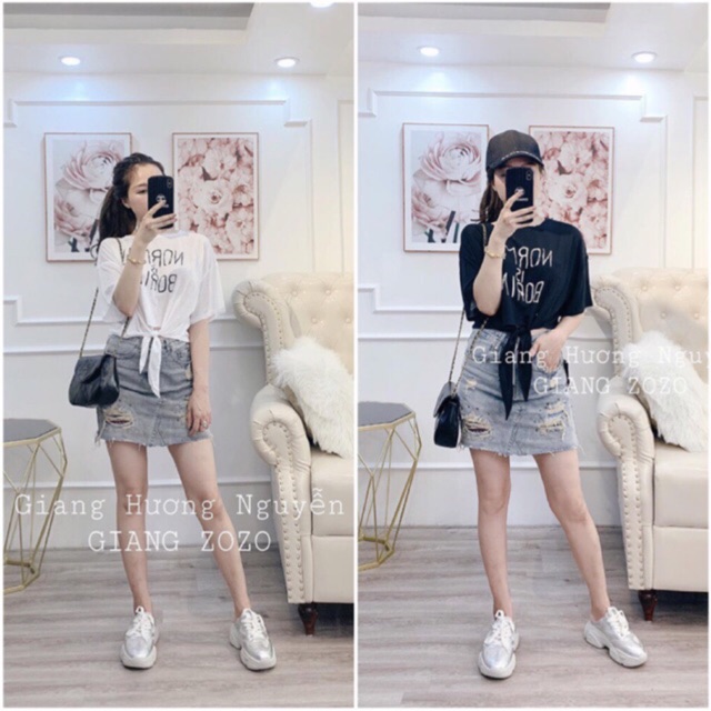 Áo croptop thắt nơ bụng