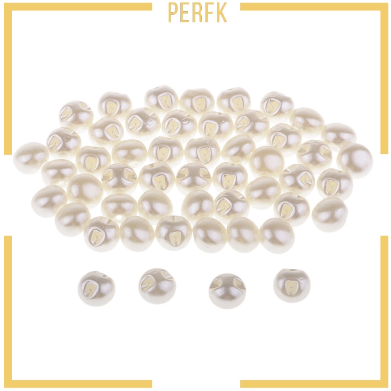 Set 50 Nút Ngọc Trai Màu Trắng 10mm Dùng Để Trang Trí Váy Cưới DIY