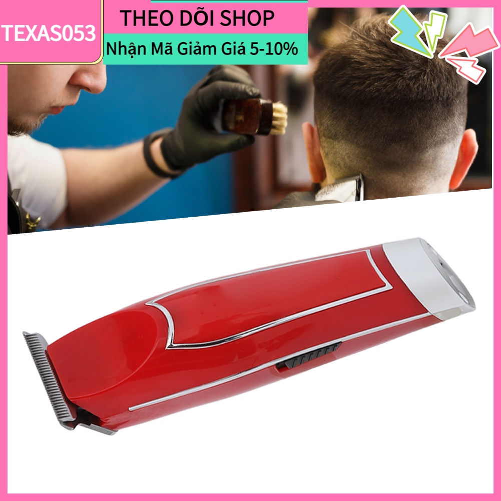 [Hàng Sẵn] Tông đơ cắt tóc bằng thép không gỉ màu đỏ US Plug 100‑240V tặng kèm Phụ Kiện【Texas053】