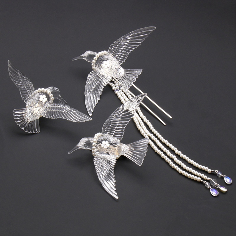 Trâm Cài Tóc Bằng Acrylic Đính Đá Xinh Xắn Dành Cho Cô Dâu