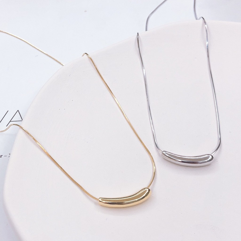 Vòng cổ Mạ Bạc 925 Mặt Hình Giọt Nước Đính Đá Phong Cách Hàn Quốc