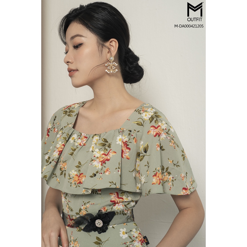 Đầm cổ vuồng, kẹp bèo, đính hoa eo MMOutfit M-DA000421205