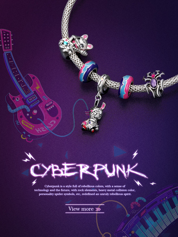 Mặt Dây Bamoer 100 % Bạc 925 series Cyberpunk Chống Ăn Mòn Phù Hợp Cho Vòng Tay Trang Sức SCC1840