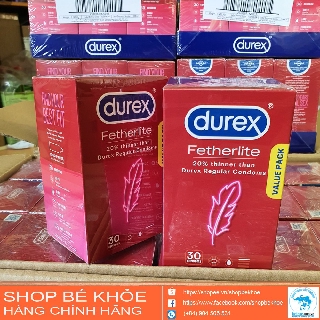 Bao cao su siêu mỏng Durex Úc - Durex Fetherlite - Hộp 30 chiếc