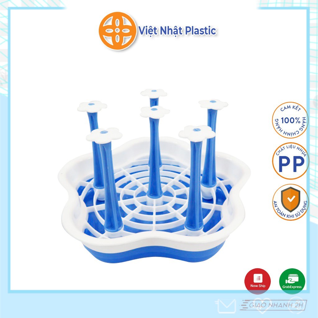 Khay hoa úp cốc chén 2 lớp Việt Nhật Plastic 6 nhánh móc ly tiện dụng