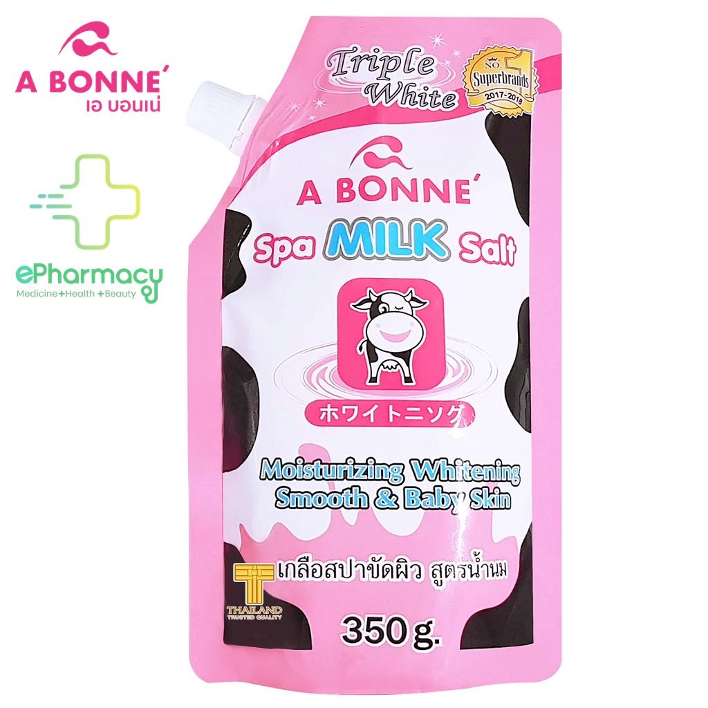Muối Tắm ABONNE Tẩy Tế Bào Chết  - A Bonné Triple White Spa Milk sữa bò giảm mụn lưng Thái Lan 350g
