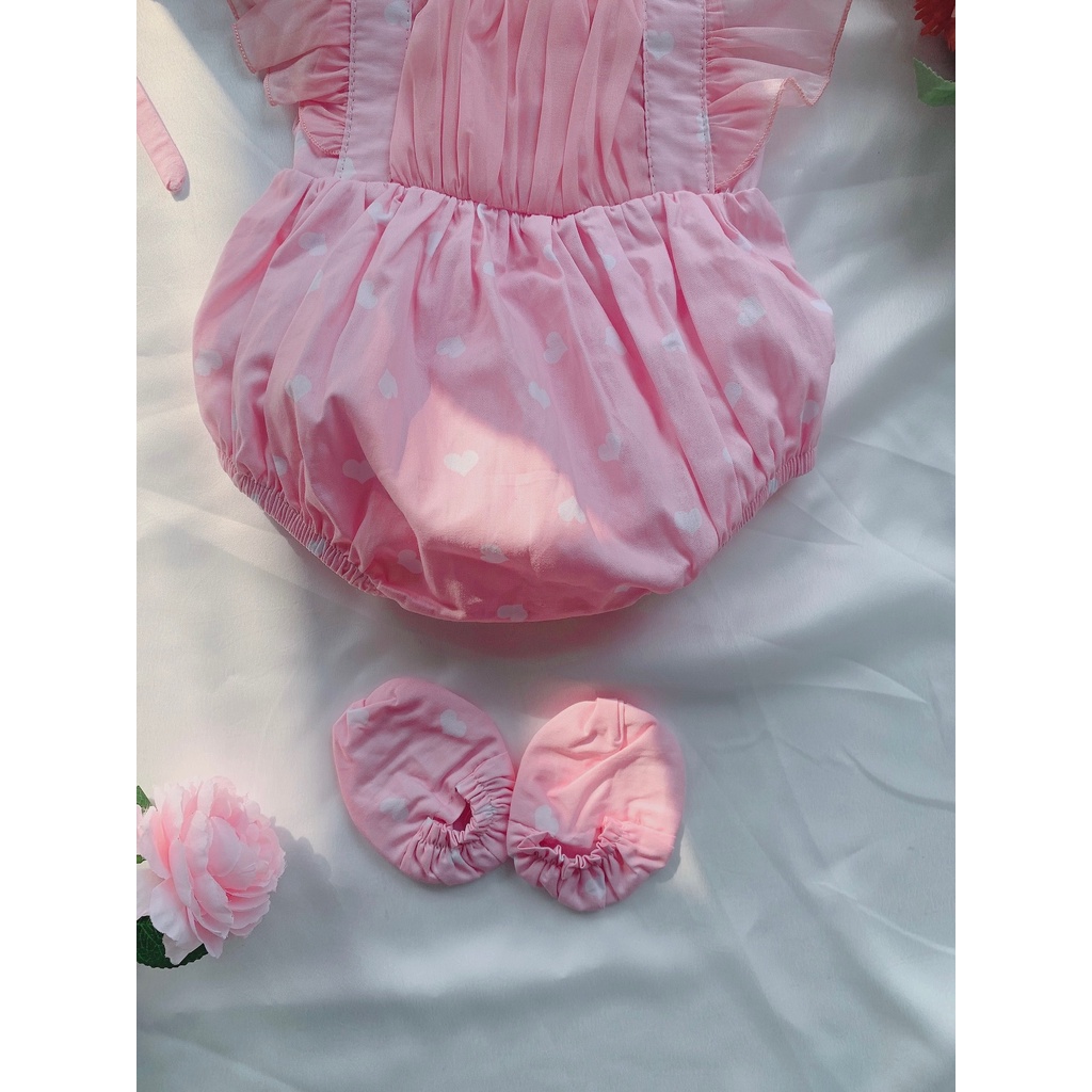 Set Body Cho Bé Gái Sơ Sinh MINTSCLOSET Cánh Tiên Nhún Ngực Kèm Nón Size Từ Sơ Sinh Đến 1 Tuổi - BS6060