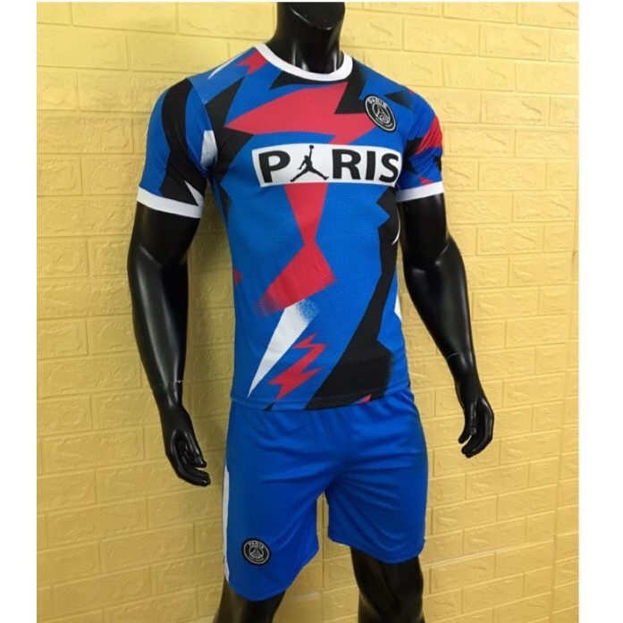 Bộ quần áo bóng đá PSG Jordan chế xanh da đẹp