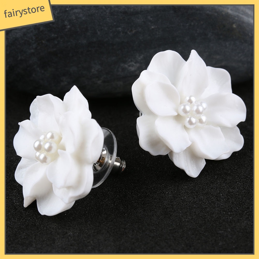 Bông tai hình hoa đính hạt ngọc trai thời trang dành cho nữ