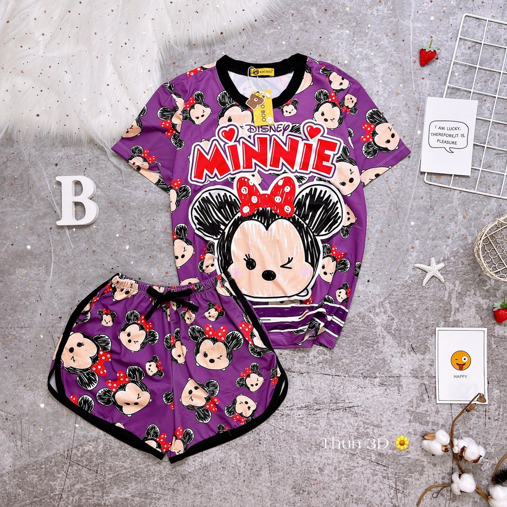 Bộ Ngủ Pijama Thun Lạnh 3D Cao Cấp Tay Ngắn Quần Đùi Họa Tiết Hoạt Hình Dễ Thương P2