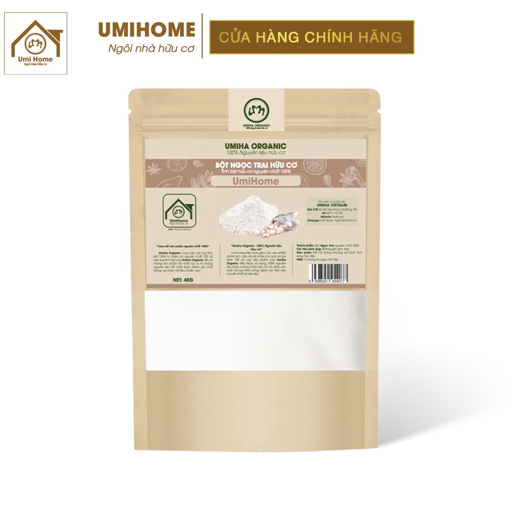 Bột Ngọc Trai đắp mặt nạ hữu cơ UMIHOME nguyên chất 135g | Dưỡng ẩm giảm mụn làm sạch da hiệu quả