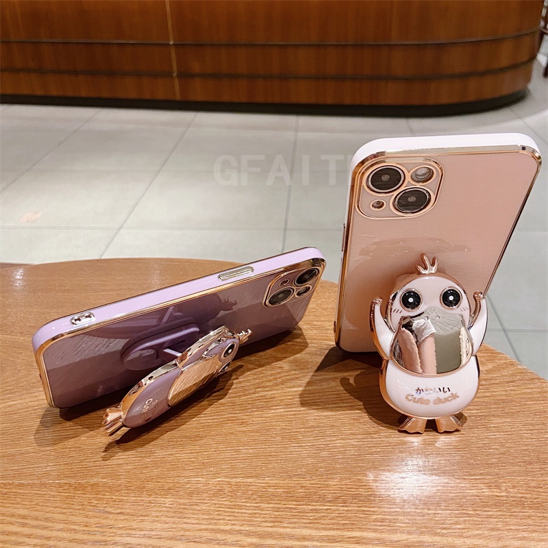 Ốp Điện Thoại Dẻo Họa Tiết Chú Vịt Dễ Thương Kèm Giá Đỡ Cho Realme 11 Pro / Realme 11 Pro + / 10 / C55 / C53