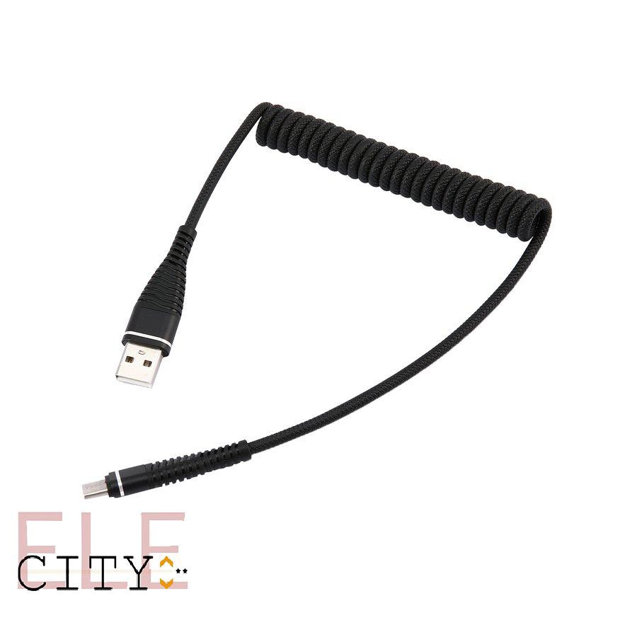 111ele} USB-C Type C Cable Coiled Spring Type-C Data Sync Charging Cable