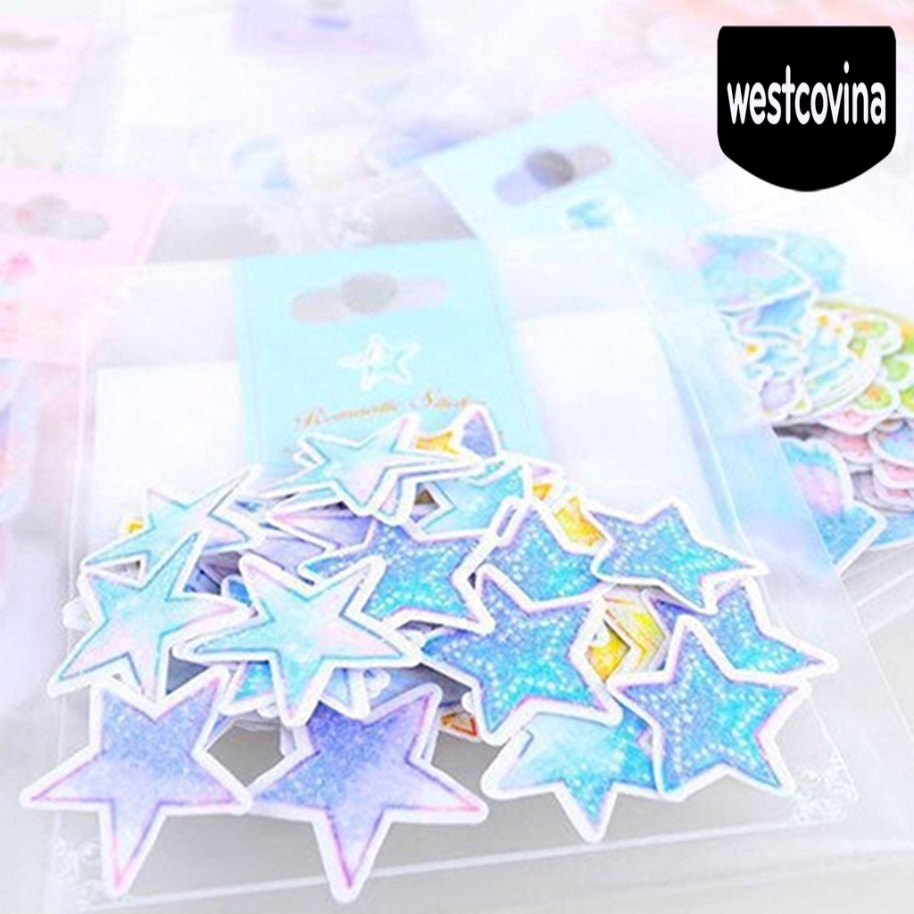 Phương Tây✎Bộ 70 Miếng Dán PVC Màu Nước Dễ Thương Trang Trí Vali Laptop