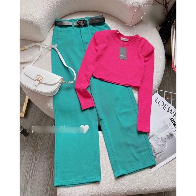 (kèm ảnh thật) Áo phông croptop chất thun xốp tay dài nhiều màu