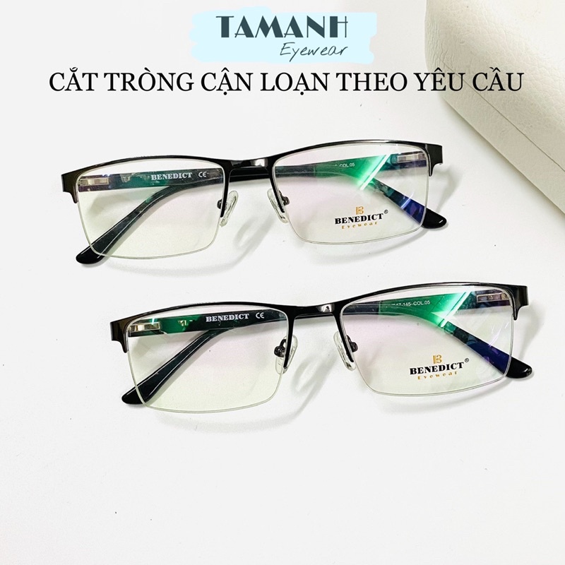 Gọng kính nam xẻ cước BENEDICT Titanium hàng cao cấp tặng nước rửa kính