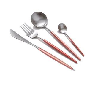 Set 4 món dụng cụ bàn ăn cẩm thạch mạ vàng - Dao + Dĩa + Thìa lớn + Thìa nhỏ