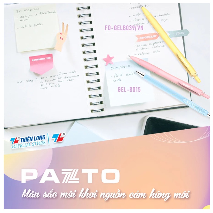 Bút gel bi màu pastel THIÊN LONG 015 nét 0.5mm mực xanh