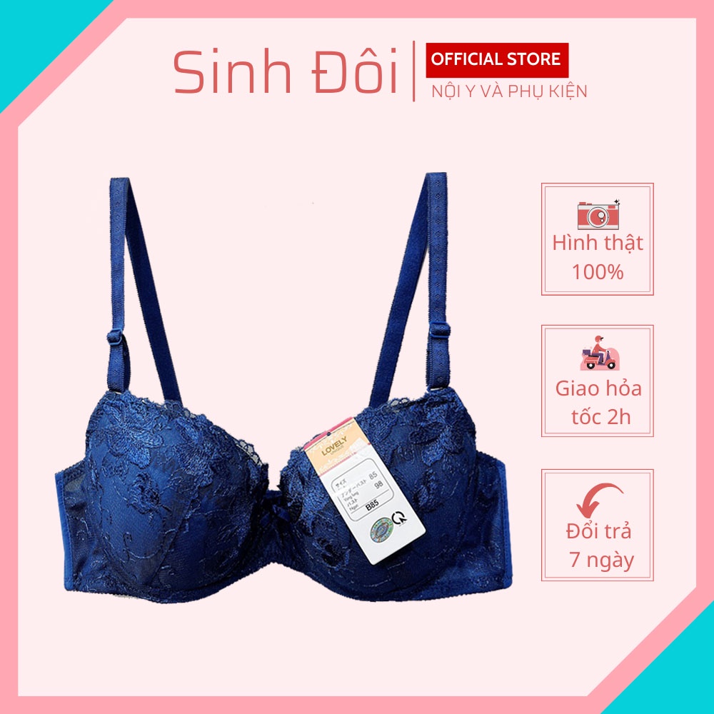Áo ngực nữ ren mút mỏng nâng ngực Lovely có gọng cúp xéo mềm mịn thoải mái phom lớn size 34-36-38-40