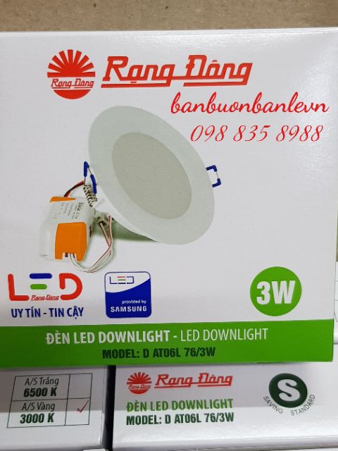 Đèn  LED âm trần Rạng Đông 76/3w