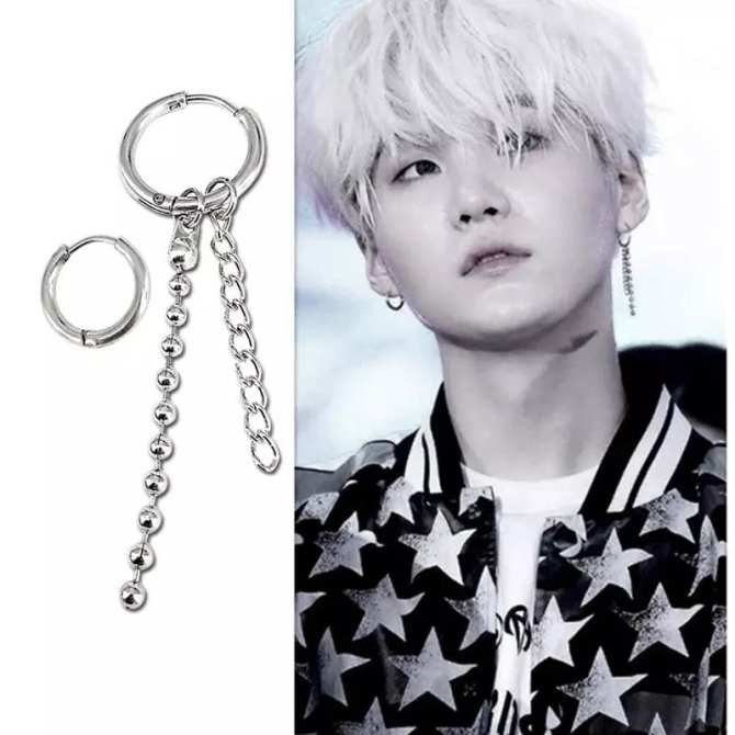Bông tai BTS Suga dây xích dài