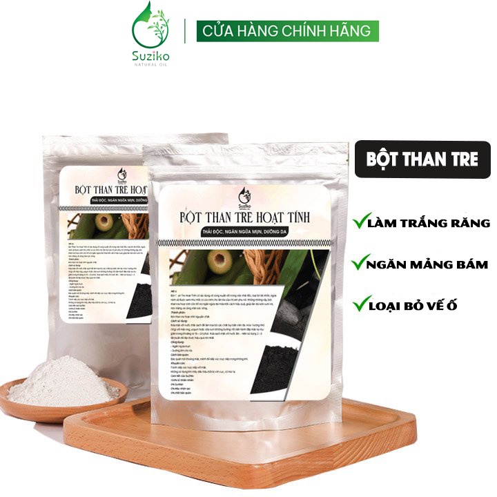 Than hoạt tính trắng răng hữu cơ 100g SUZIKO, đánh răng sạch mảng bám và cao răng hiệu quả