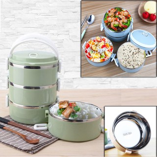 Hộp Cơm Giữ Nhiệt 3 Tầng Inox 304 Tốt Khóa Cài Chắc Chắn