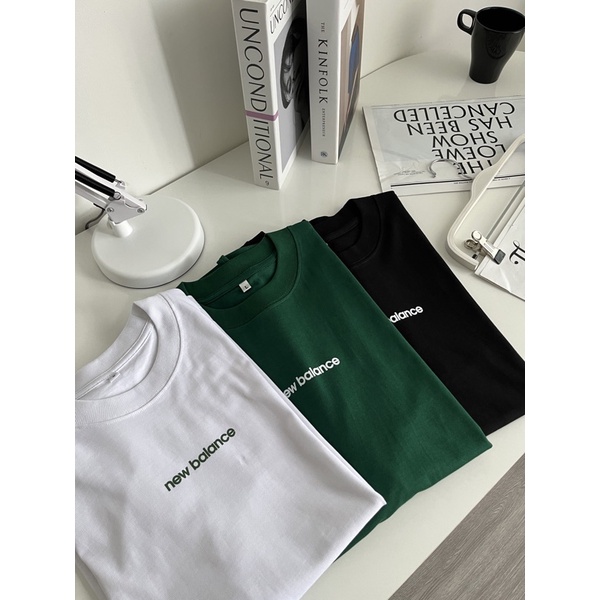 Dép quai ngang NB 1101 White Green &amp; T-shirt NB | Tặng kèm hộp | Hỗ trợ đổi size | Ảnh Thật
