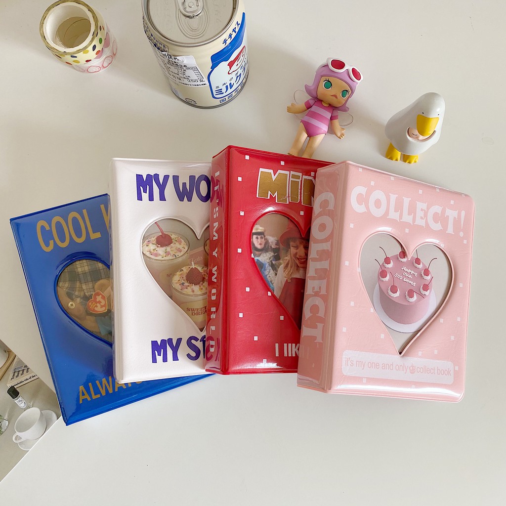 Album đựng ảnh mini có khung hình tim ngoài bìa dễ thương