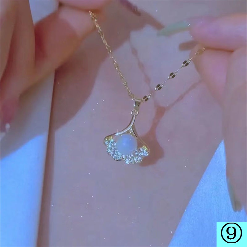 [Tik Tok Phong Cách Mới] Dây Chuyền Ngọc Trai Ji Thiết Kế Sang Trọng Mặt Dây Chuyền Không Phai Màu