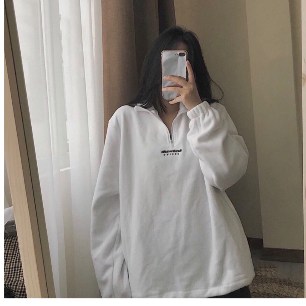 Áo nỉ lông thêu chữ thar  dáng rộng   Áo sweater unisex  chất dày cực hot thu đông 2021  MÃ 593  Teenstore.365