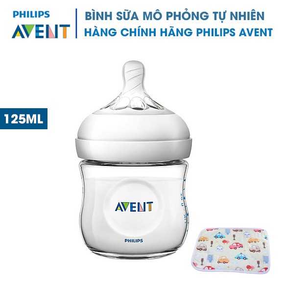 [CHÍNH HÃNG] Bình Sữa Mô Phỏng Tự Nhiên Philips Avent - 125ml. Tặng kèm tấm lót chống thấm cho bé