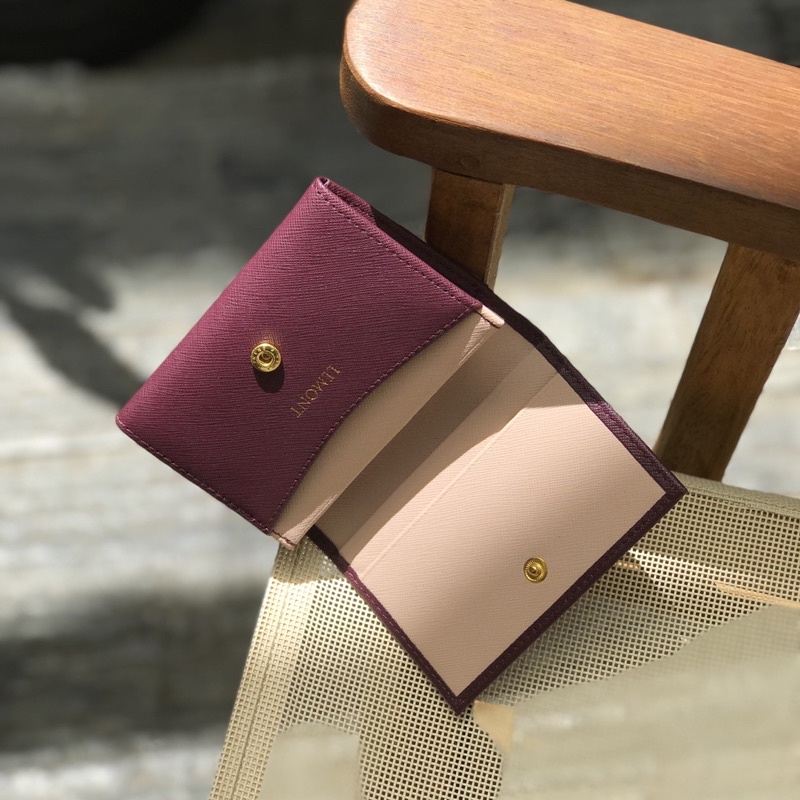 Ví da bò thật Tiny màu Tím Hồng nhỏ gọn - Thiết kế chính hãng từ Lemont.