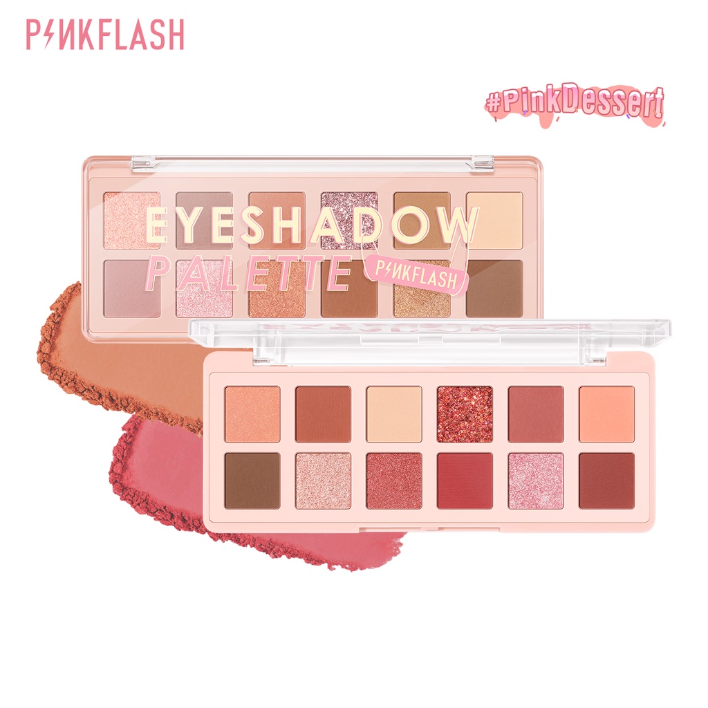 Bảng phấn mắt PINKFLASH PinkDessert độ lên màu cao nhũ ánh kim lâu trôi trang điểm đa năng 100g