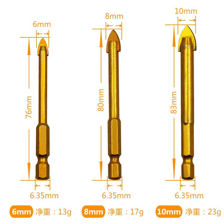 SV Mũi khoan kính gạch men chuôi lục giác