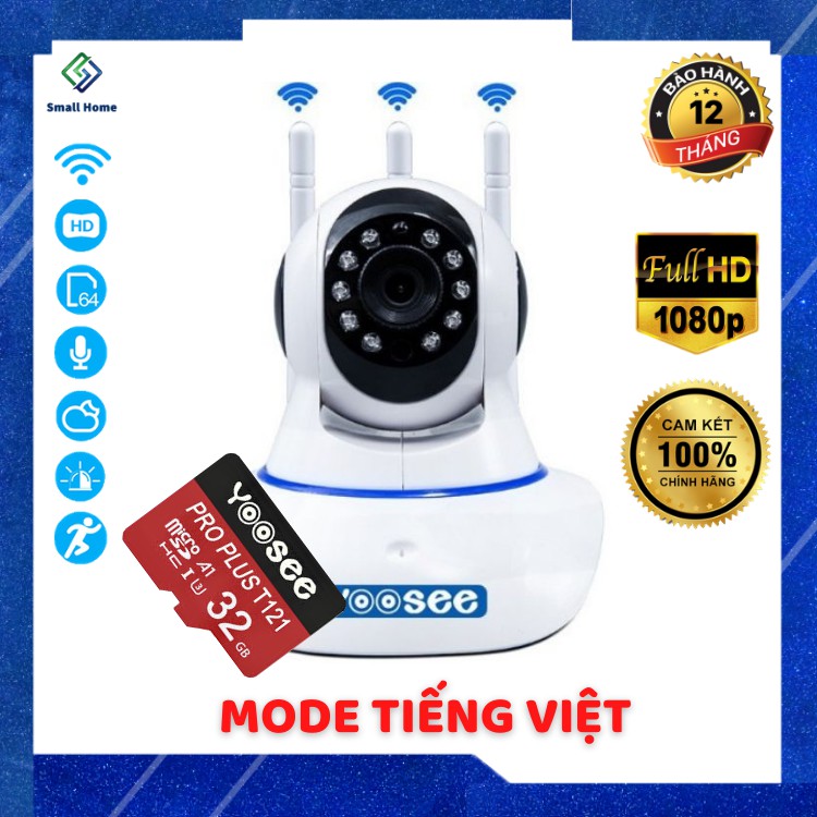Camera Ip YooSee 3 Râu Full HD 1080p - Tiếng Việt kèm thẻ nhớ 32g