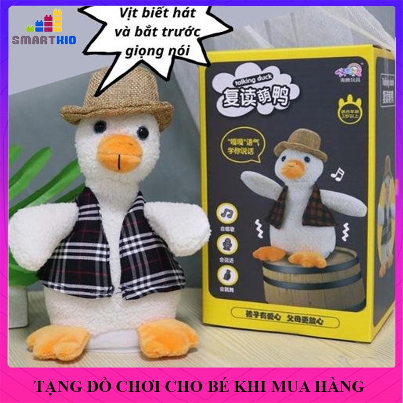 Đồ Chơi Trẻ Em Cho Bé Gái, Bé Trai, Vịt Nhồi Bông Nhại Giọng Biết Hát Nhún Nhảy Siêu Hot, Dễ Thương