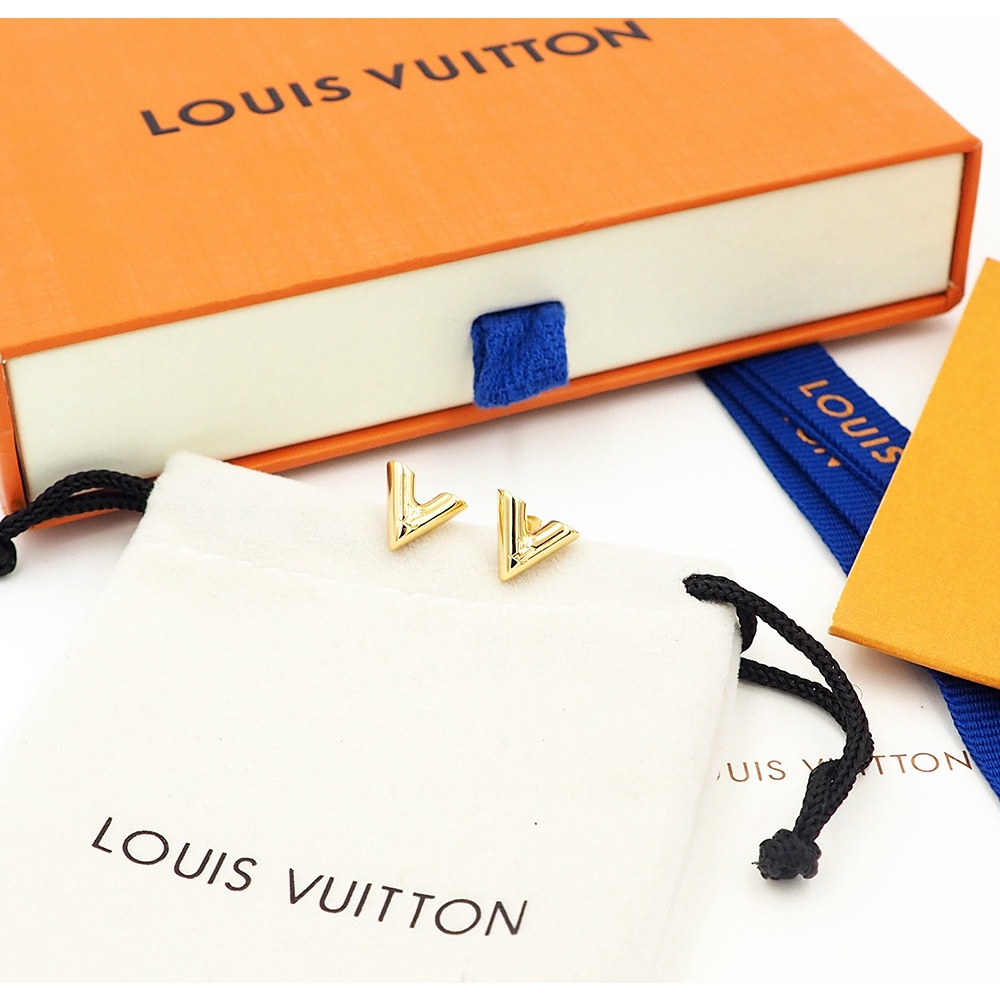 Khuyên Tai Dáng Chữ V Thương Hiệu Louis Vuitton Cao Cấp Thời Trang