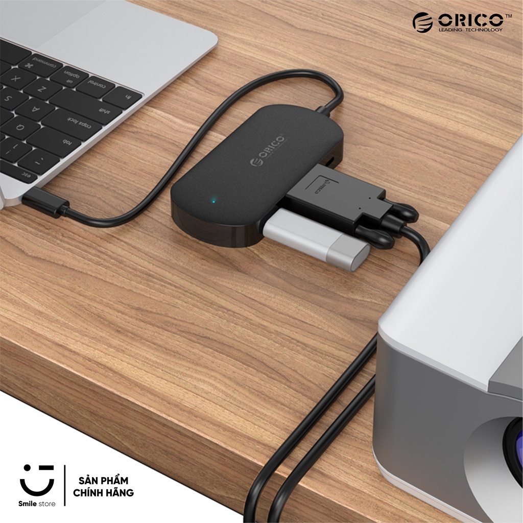 HUB Chuyển Đổi ORICO TCV1 USB Type C To VGA + USB 3.0 + USB C 3in1 - Màu Trắng - Chính Hãng