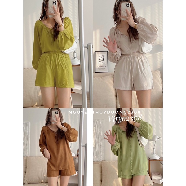 [HÀNG SẴN]SET ĐŨI CỔ TRÒN THẮT NƠ MIX SOOC 1718 siêu xinh