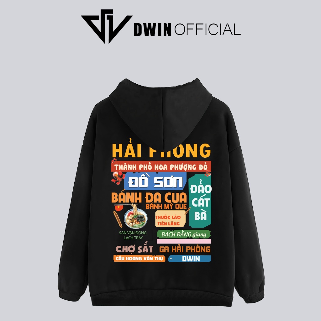 Áo hoodie Hải Phòng nỉ unisex DWIN basic nam nữ form rộng oversize local brand SP00066