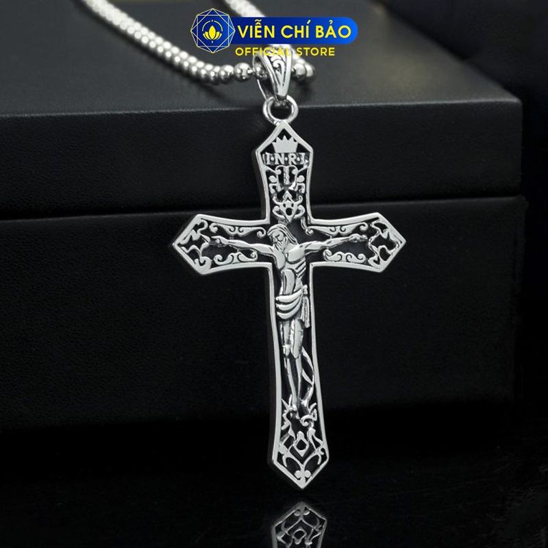 Mặt dây chuyền bạc nam Thánh Giá hình Jesus chất liệu bạc Thái 925 trang sức Viễn Chí Bảo M100547