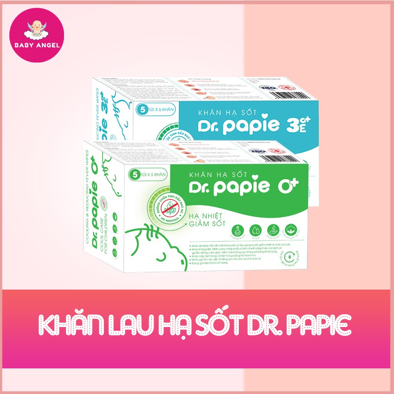 Khăn lau hạ sốt Dr Papie 0 tháng 3 tháng