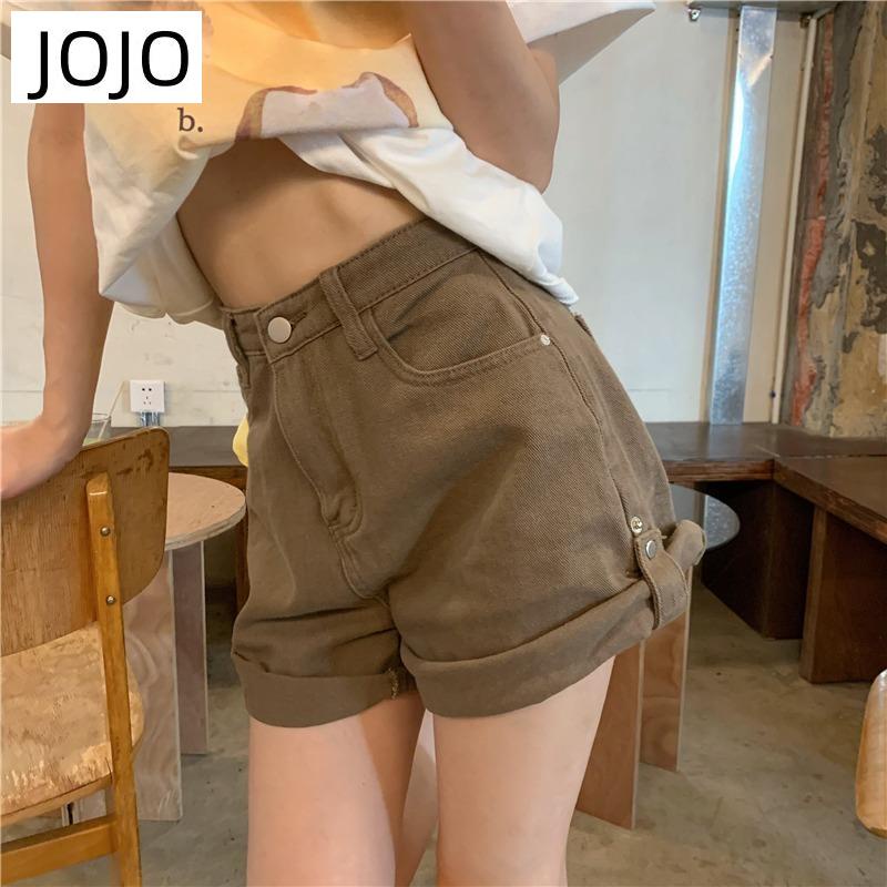 Quần Short Denim Lưng Cao Ống Rộng Phong Cách Hàn Quốc Dành Cho Nữ