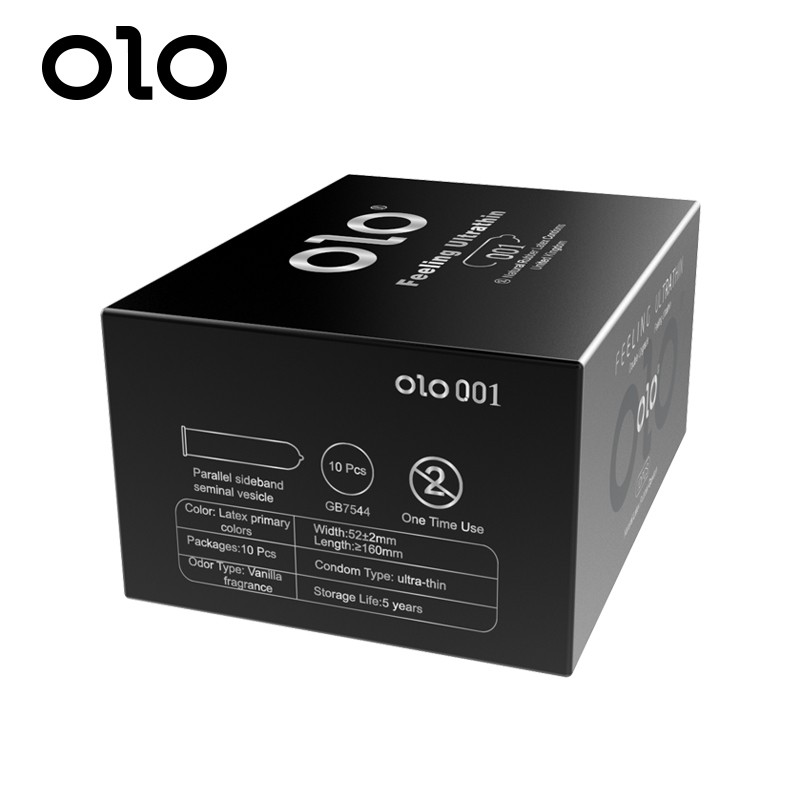 Bao Cao Su OLO Đen Siêu Mỏng 0.01 Feeling Ultra Thin Hương Vani Hộp 10 Bao - KOCODA