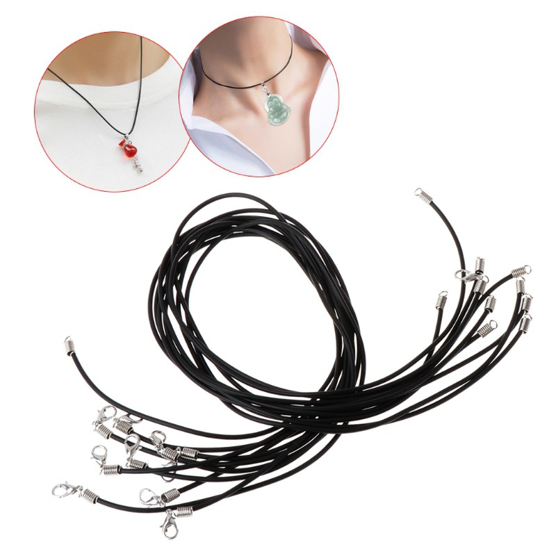 Bộ 10 sợi dây chuyền màu đen làm từ cao su độc đáo cho làm thủ công