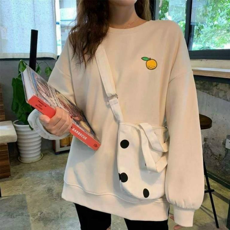 Áo Sweater Nữ Thêu Trái Cây Form Rộng, Áo Khoác Nũ Chất Nỉ Bông Dày Ấm Áp | BigBuy360 - bigbuy360.vn