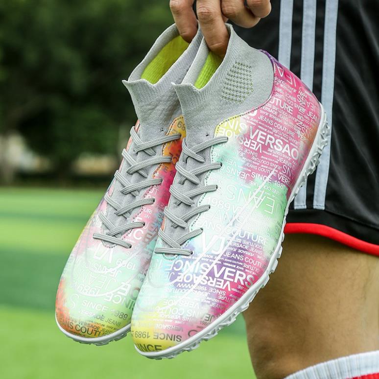sale 1black/1white TF Futsal Shoes Giày đá bóng CR7 cổ cao dành cho sân cỏ nhân tạo 35-46 Plus Size Soccer Shoes